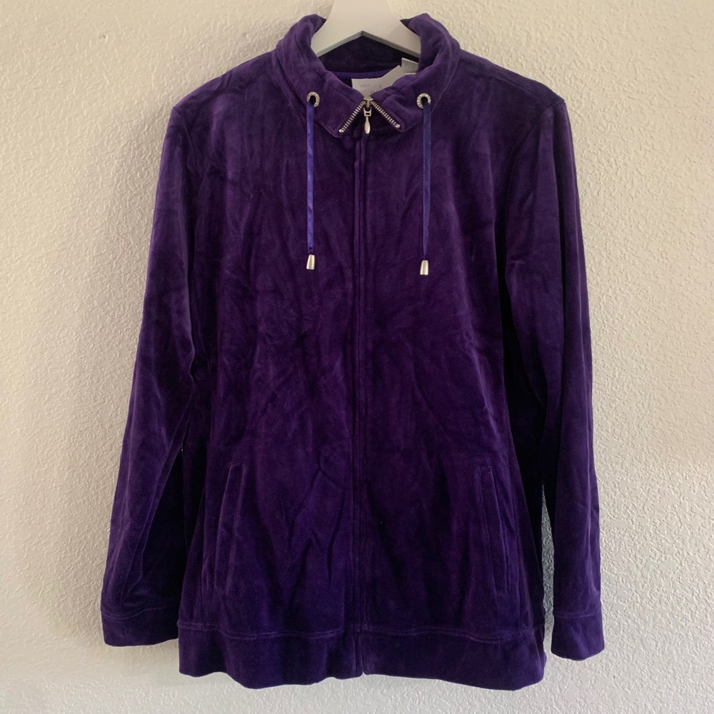 Weekends Chicos Wild Grape Purple Velour Tracksuit Set Jacket 2 L Pants 1 M READ